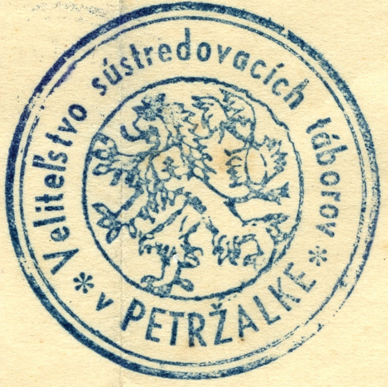 Známka z internačného tábora v Petržalke65